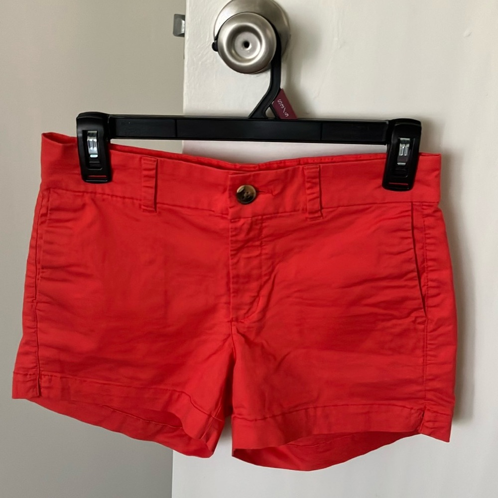 Coral Red Old Navy “Everyday Short” shorts with button and zipper. Size 0